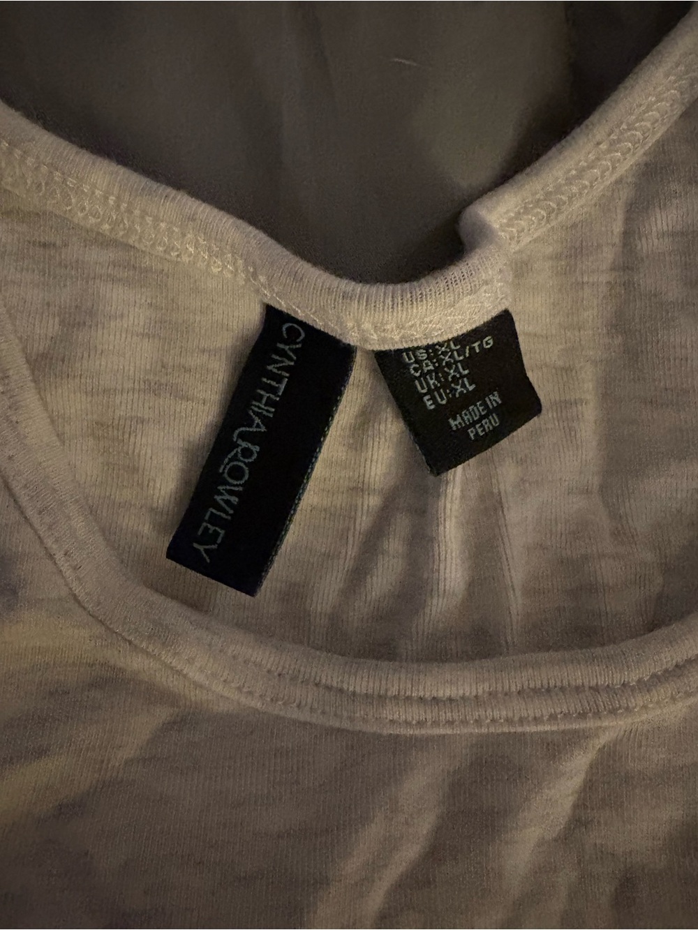 Cynthia Rowley Heathered White/Gray Ribbed Scoop Tank